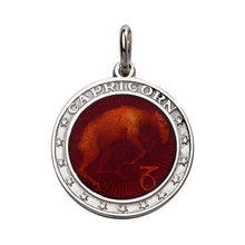 Load image into Gallery viewer, Sterling Silver Enamel Capricorn medal with Rim 1&quot; (24mm-quarter size)
