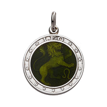 Load image into Gallery viewer, Sterling Silver Enamel Leo medal with Rim 1&quot; (24mm-quarter size)
