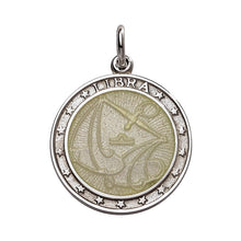 Load image into Gallery viewer, Sterling Silver Enamel Libra medal with Rim 1&quot; (24mm-quarter size)
