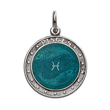 Load image into Gallery viewer, Sterling Silver Enamel Pisces medal with Rim 1&quot; (24mm-quarter size)
