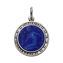 Load image into Gallery viewer, Sterling Silver Enamel Virgo medal with Rim 1&quot; (24mm-quarter size)
