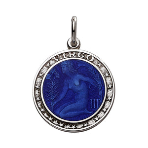 Sterling Silver Enamel Virgo medal with Rim 1" (24mm-quarter size)