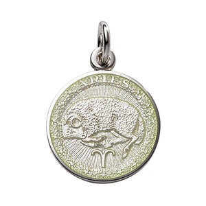 Sterling Silver Enamel Aries medal 3/4"-19mm-nickel size