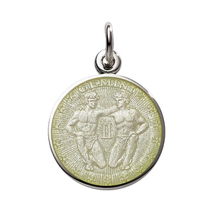 Sterling Silver Enamel Gemini medal 3/4"-19mm-nickel size