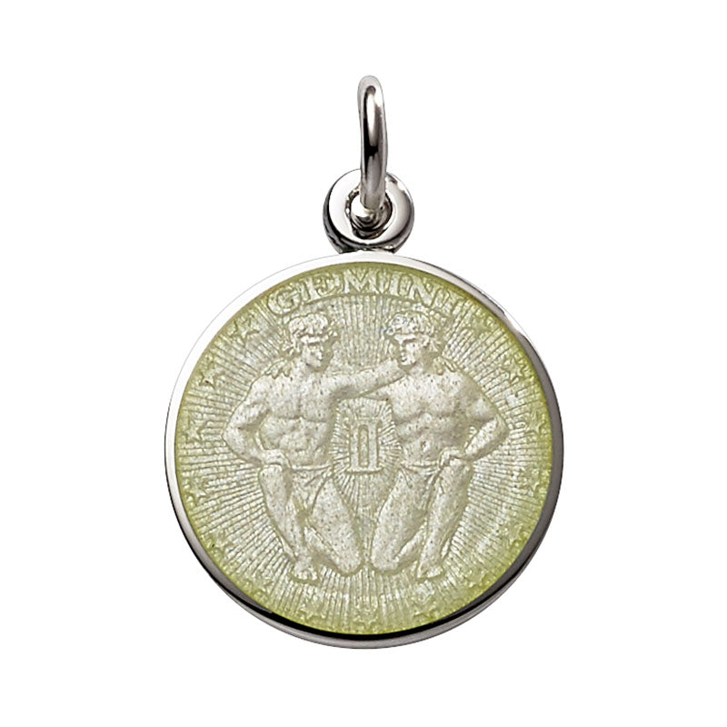 Sterling Silver Enamel Gemini medal 3/4