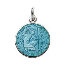 Load image into Gallery viewer, Sterling Silver Enamel Sagittarius medal 3/4&quot;-19mm-nickel size
