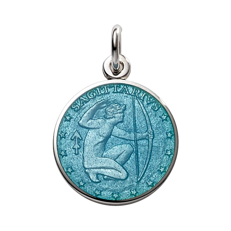 Sterling Silver Enamel Sagittarius medal 3/4