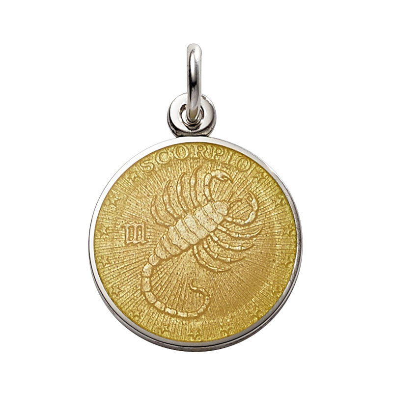 Sterling Silver Enamel Scorpio medal 3/4