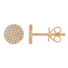 Load image into Gallery viewer, 14k Gold 0.20 Carat Pave Diamond cluster stud earring, Available in White, Rose and Yellow Gold
