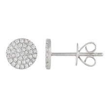 Load image into Gallery viewer, 14k Gold 0.20 Carat Pave Diamond cluster stud earring, Available in White, Rose and Yellow Gold
