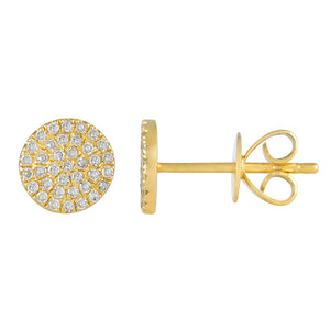14k Gold 0.20 Carat Pave Diamond cluster stud earring, Available in White, Rose and Yellow Gold