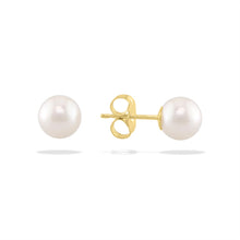 Load image into Gallery viewer, 14k Gold 4.0mm Pearl Stud Earring, Available in White and Yellow Gold
