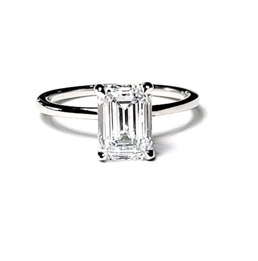 14k White Gold 2.16Ct, F, VVS2, 0.06Ct Diamond Hidden halo ALL LAB GROWN Diamonds