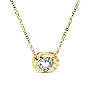 Gabriel 14K Yellow Gold 0.04 Carat diamond Cutout Heart Pendant