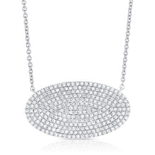 Load image into Gallery viewer, 14k Pave Oval Disc Necklace, 0.76 Ct Diamond available in White, Rose and Yellow gold
