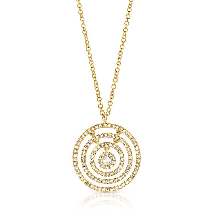 14k 0.60 Ct Diamond Five Circle Necklace, Available in White, Rose and Yellow Gold