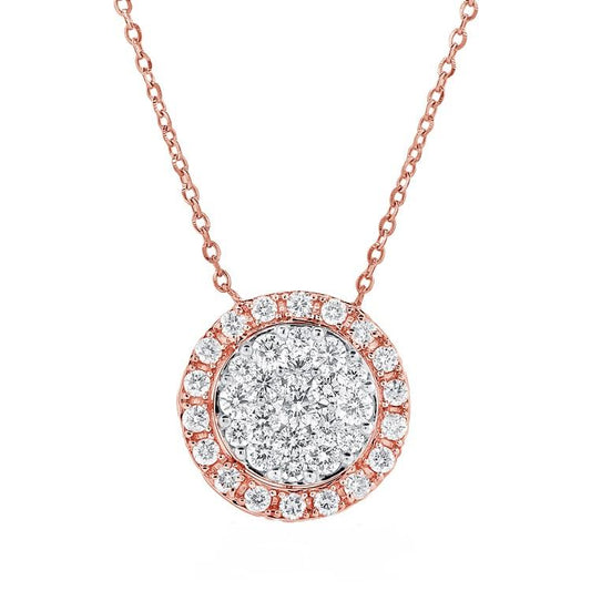 14k 0.67 Ct Diamond Cluster with Halo, Available in White, Rose and Yellow Gold