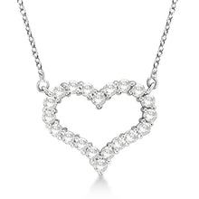 Load image into Gallery viewer, 14k White Gold Diamond Open Heart Necklace, Available in Several Sizes
