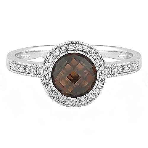 14k White Gold 2.01 Ct Garnet, 0.11 Diamond Ring