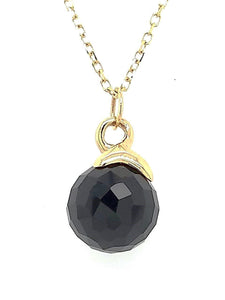 14k Yellow Gold Faceted Onyx Pendant
