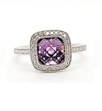 Load image into Gallery viewer, 14k White Gold 1.65 Ct Amethyst, 0.13 Ct Diamond Ring
