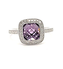 Load image into Gallery viewer, 14k White Gold 1.65 Ct Amethyst, 0.13 Ct Diamond Ring
