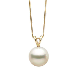 14k 6mm Culture Pearl Drop Pendant, Available in White and Yellow Gold