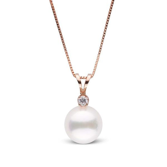 14k Yellow Gold 6mm Cultured Pearl, 0.03 Ct Diamond Pendant