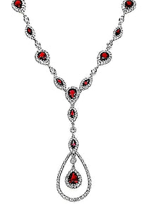 18K White Gold 2.40 Ct Ruby, 1.91 Ct Diamond Necklace