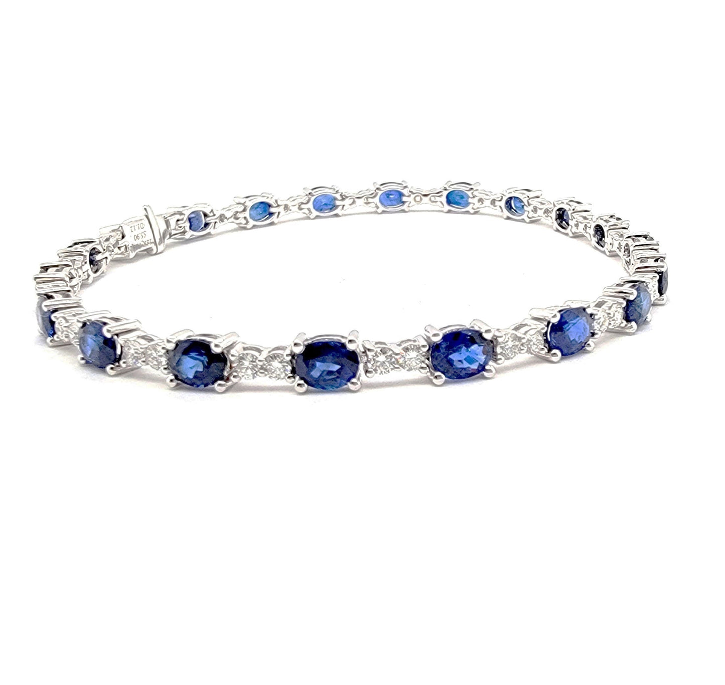 18k White Gold 5.90 Cts Sapphire, 1.12 Cts Diamond Bracelet