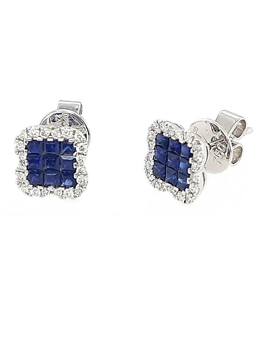 14k White Gold 0.72 Ct Sapphire, 0.20 Ct Diamond Earring