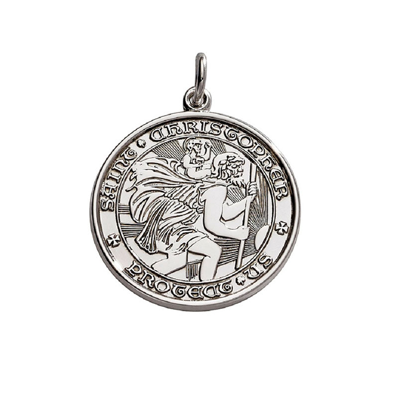 Sterling Silver Enamel St. Christopher Round Medal