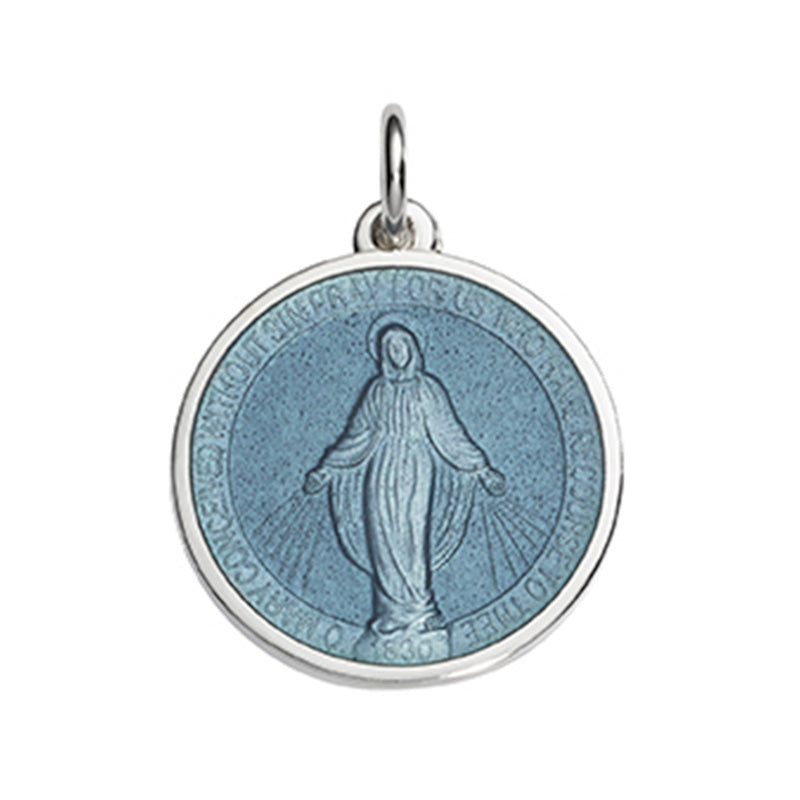 Sterling Silver Enamel Miraculous Round Medal
