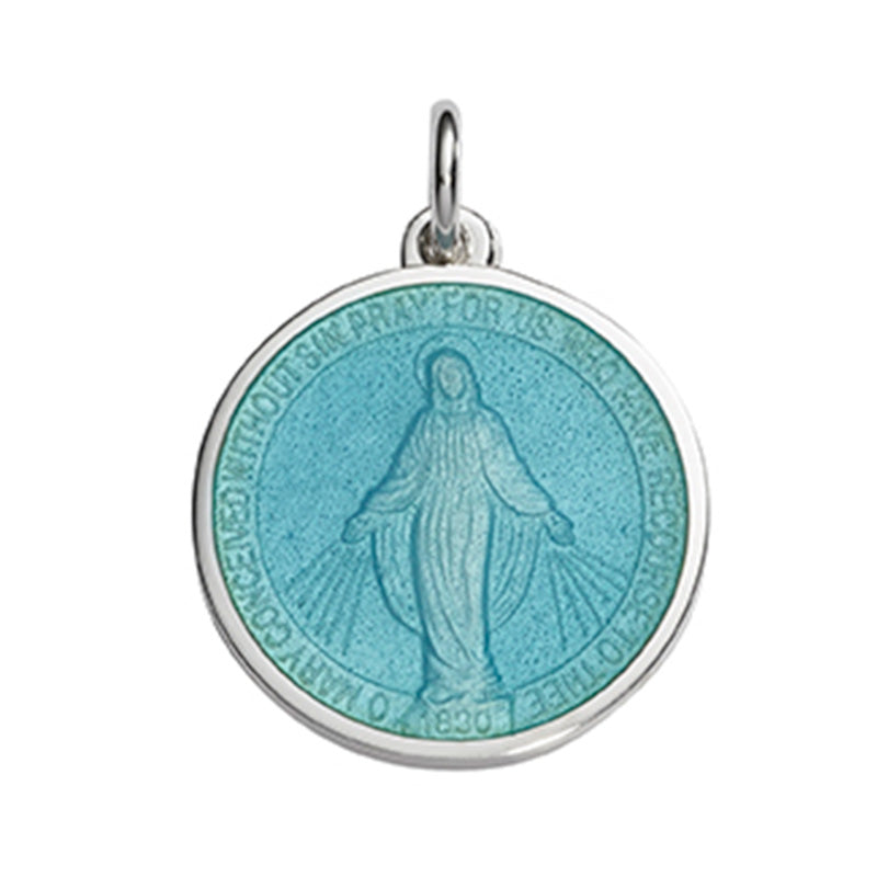 Sterling Silver Enamel Miraculous Round Medal