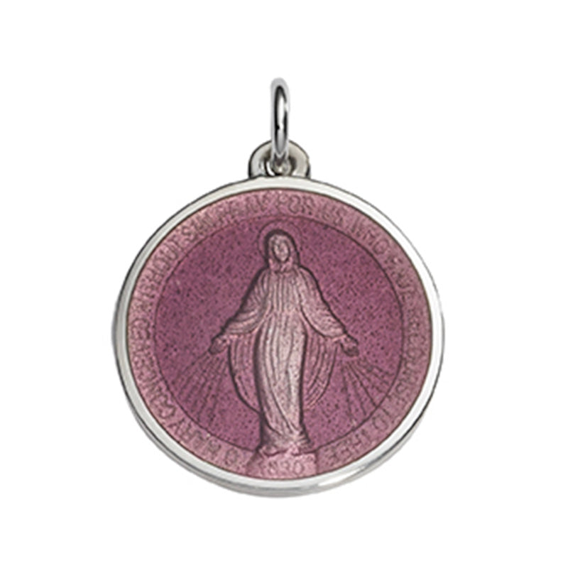 Sterling Silver Enamel Miraculous Round Medal