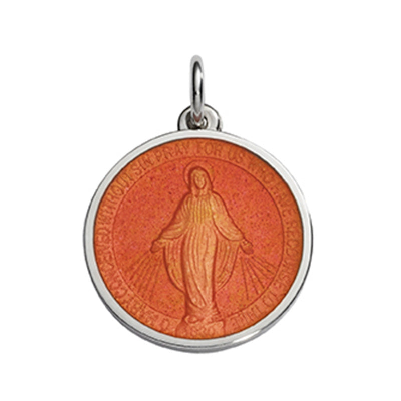 Sterling Silver Enamel Miraculous Round Medal