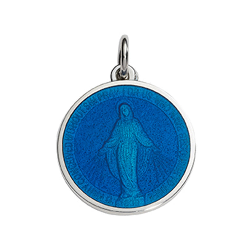 Sterling Silver Enamel Miraculous Round Medal