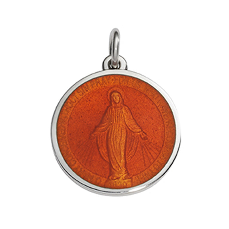 Sterling Silver Enamel Miraculous Round Medal