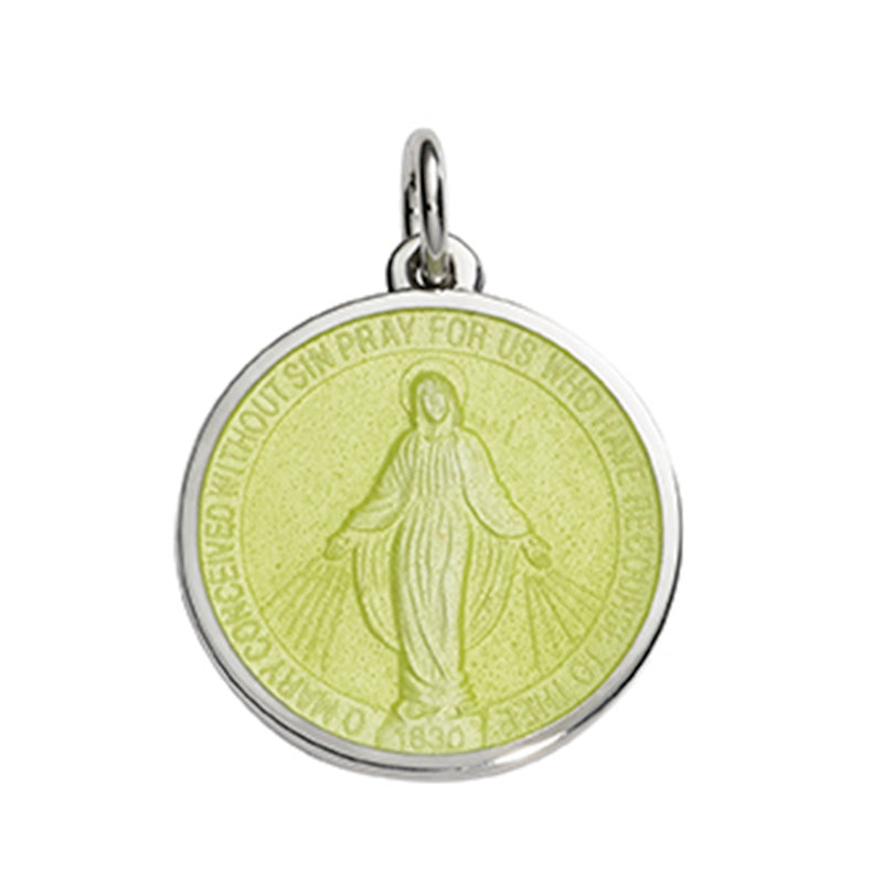 Sterling Silver Enamel Miraculous Round Medal