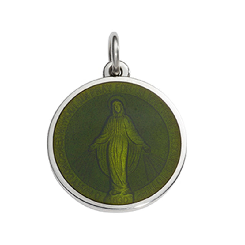 Sterling Silver Enamel Miraculous Round Medal