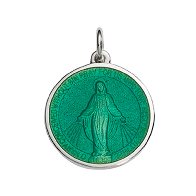 Sterling Silver Enamel Miraculous Round Medal