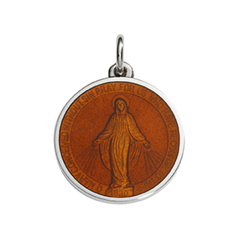 Sterling Silver Enamel Miraculous Round Medal