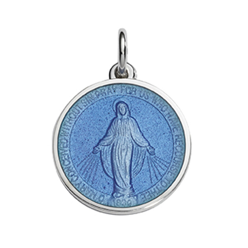Sterling Silver Enamel Miraculous Round Medal