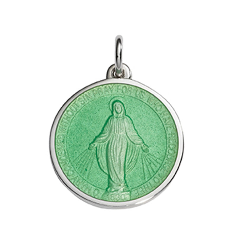 Sterling Silver Enamel Miraculous Round Medal