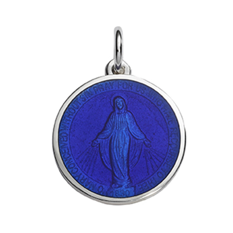Sterling Silver Enamel Miraculous Round Medal