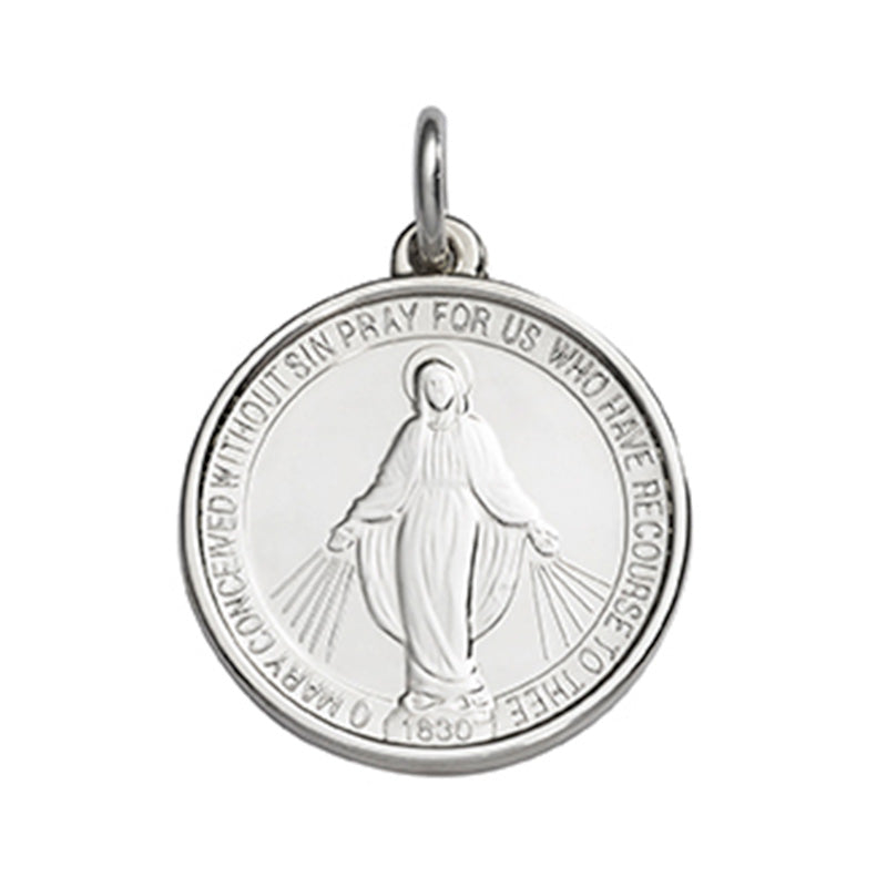 Sterling Silver Enamel Miraculous Round Medal