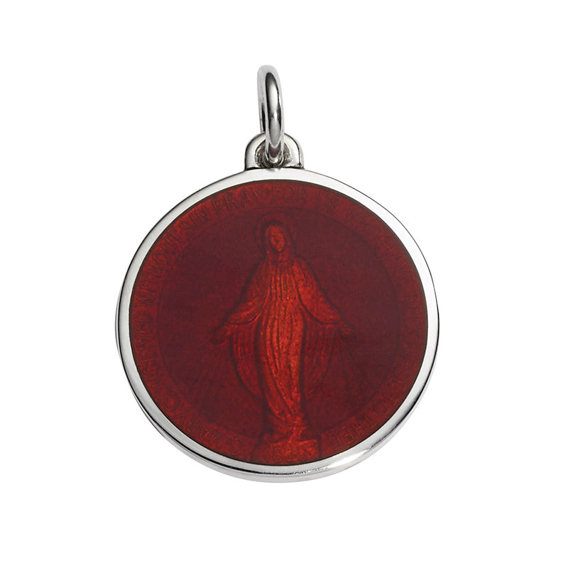 Sterling Silver Enamel Miraculous Round Medal