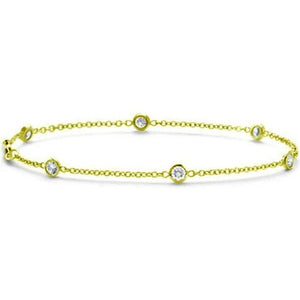 14k Gold 0.25Ct Diamond by the Yard Six Station Bracelet