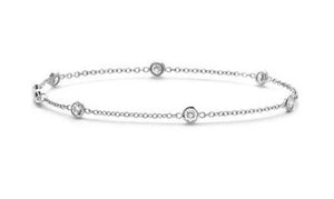 14k Gold 0.25Ct Diamond by the Yard Six Station Bracelet