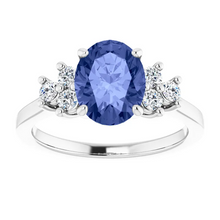 Load image into Gallery viewer, 14k White Gold 1.27 Ct Iolite, 0.25 Ct Diamond Ring
